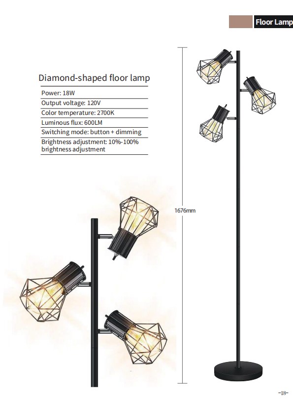 Diamond-Shaped Floor Lamp