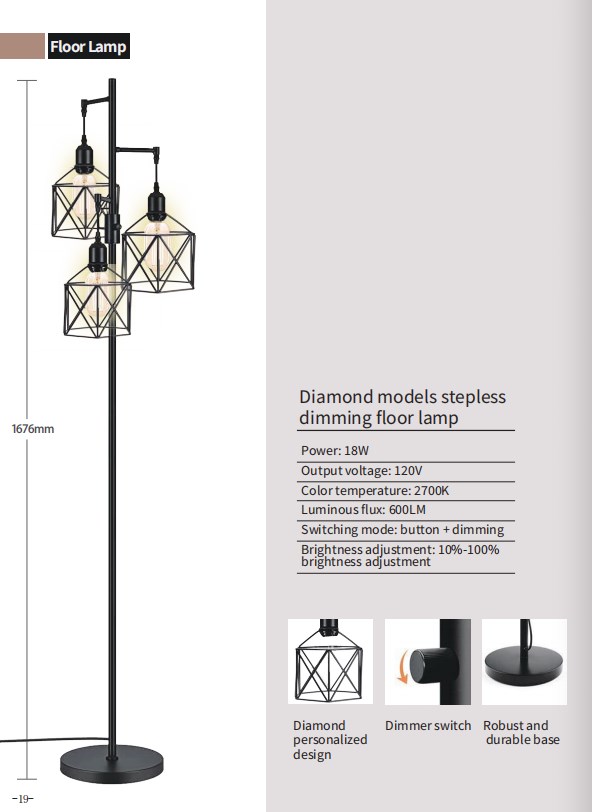 Diamond Models Stepless Dimming Floor Lamp