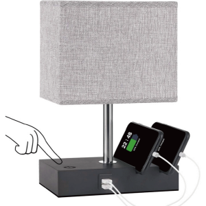 Square High Pressure Wood Grain Wireless Charging Table Lamp