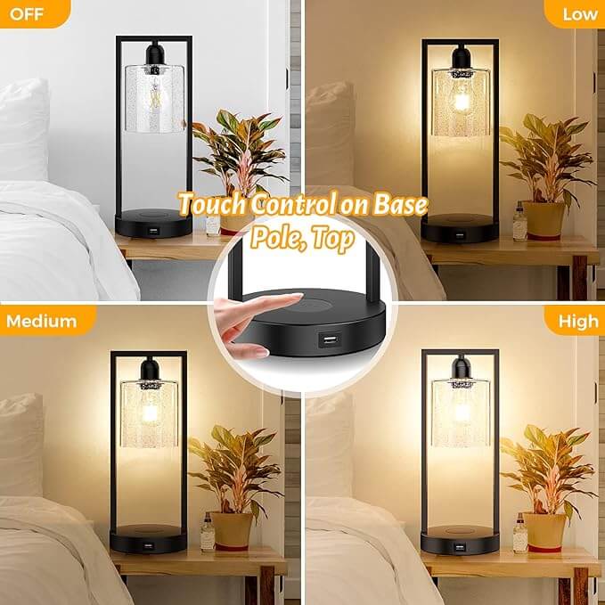 Glass Wireless Charging Table Lamp