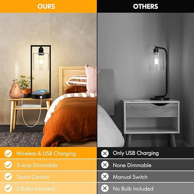 Glass Wireless Charging Table Lamp