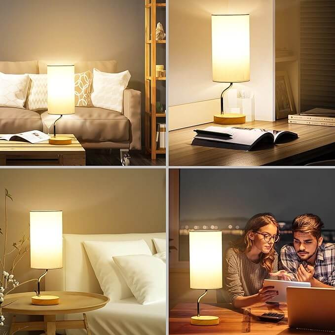 Woodgrain Wireless Charging Table Lamp